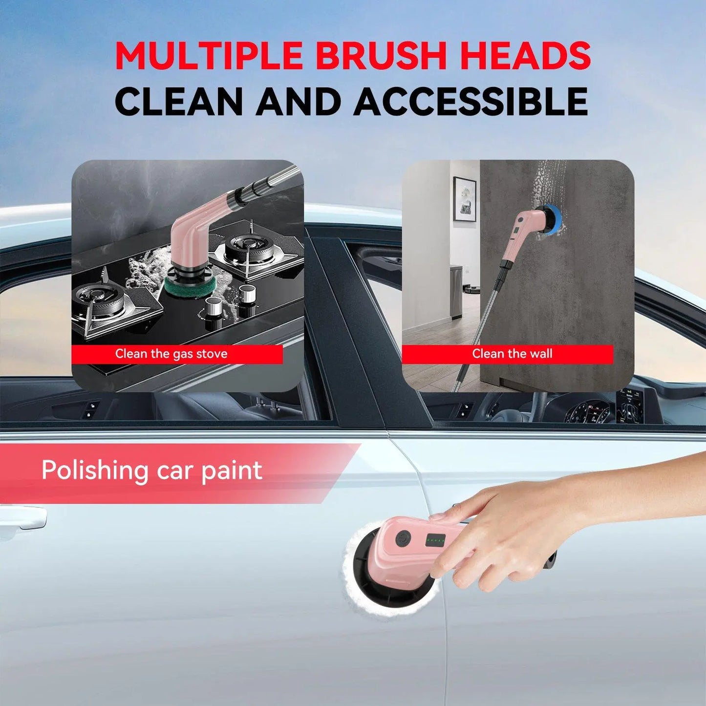 PowerClean™ – Brosse Électrique Sans Fil Multifonction (Nettoyage Ultra Rapide)