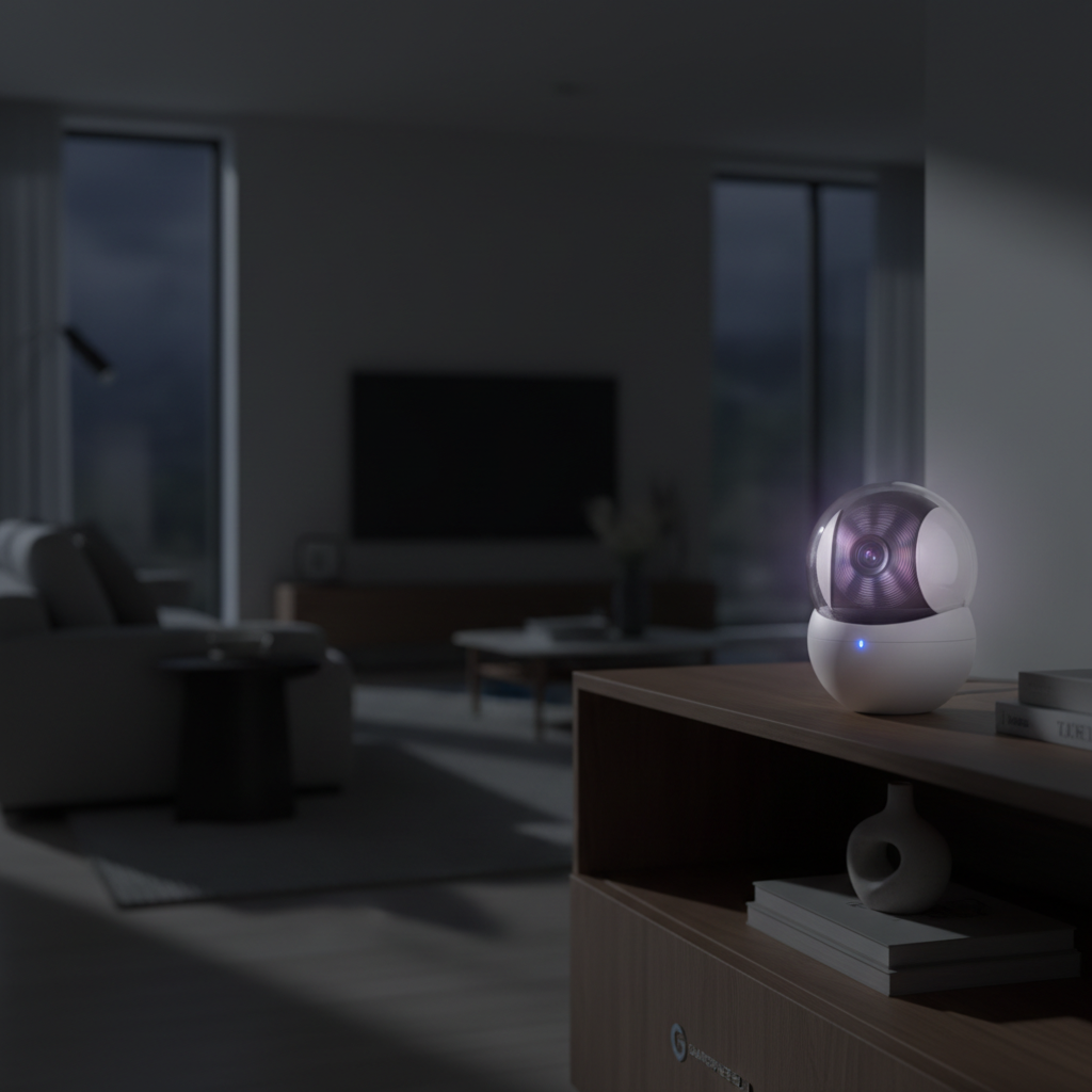 Caméra WiFi 360 en fonctionnement vision nocturne infrarouge
